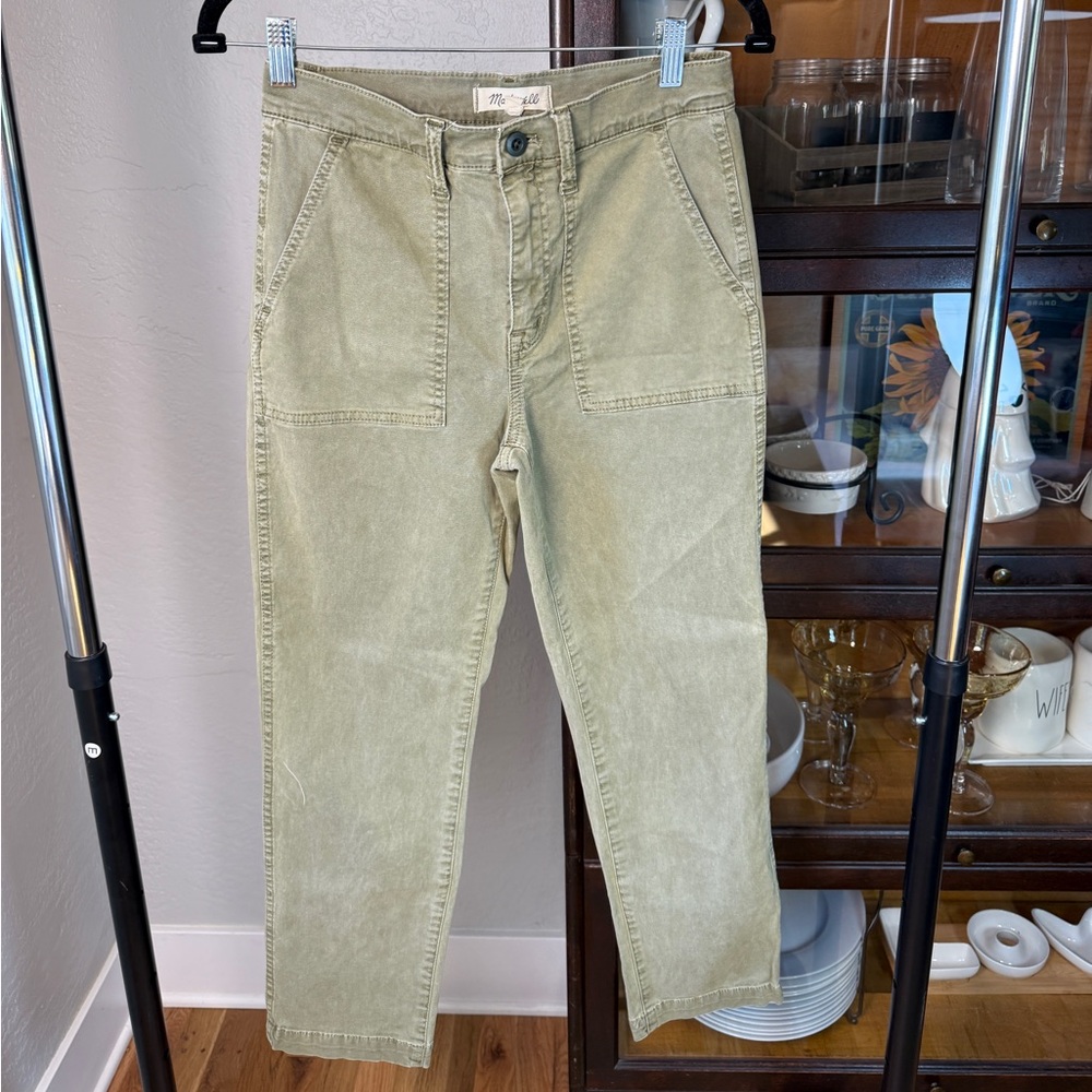 Madewell Khaki Green High Rise Utility Pants Straight Leg Casual Size 27